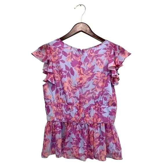 AMANDA UPRICHARD Dede Top Blouse Floral Ruffle Colorful Midsummer Coastal Size S - Picture 6 of 12